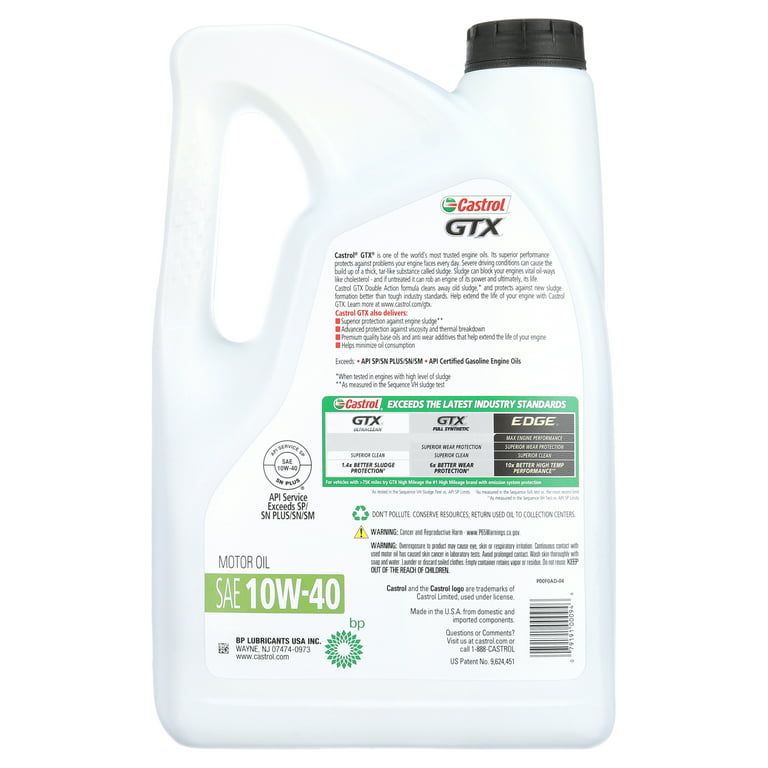 Castrol GTX 10W-40 Conventional Motor Oil, 5 Quarts, Case of 3
