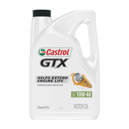 Castrol GTX 10W-40 Conventional Motor Oil, 5 Quarts