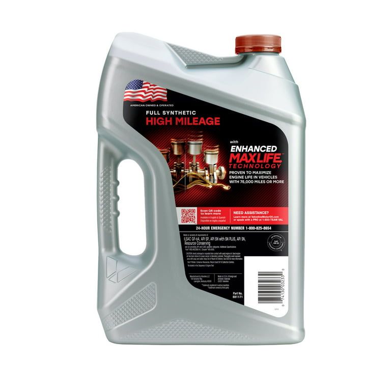 Valvoline Full Synthetic High Mileage MaxLife 5W-20 Motor Oil 5 QT, Case of 3