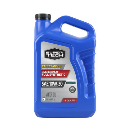 Super Tech High Mileage Full Synthetic SAE 10W-30 Motor Oil, 5 Quarts