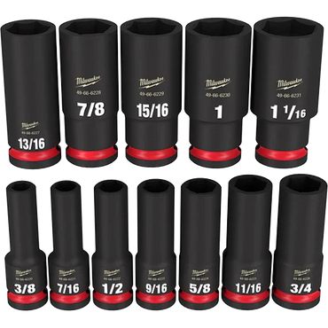 Milwaukee 49-66-7011 12PCSHOCKWAVE Impact Duty™ 1/2" Drive SAE Deep 6 Point Socket Set