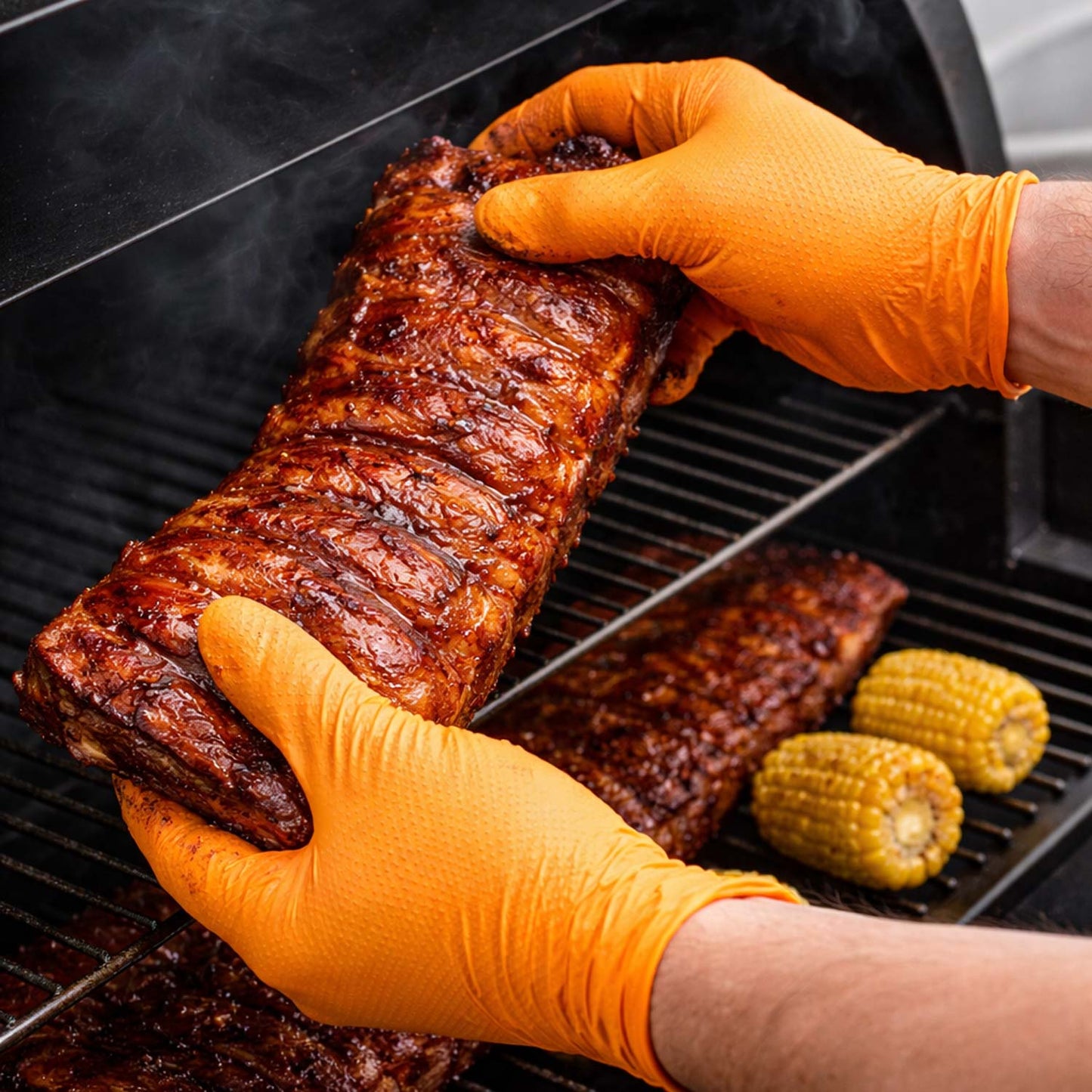 Outrageous Orange Textured Nitrile Gloves