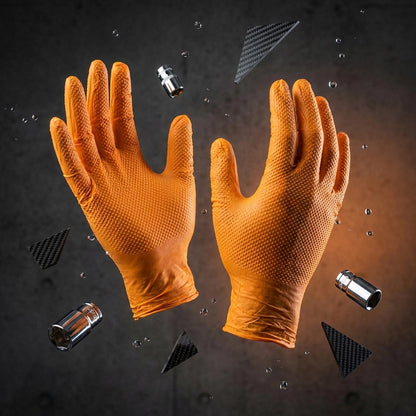 Outrageous Orange Textured Nitrile Gloves