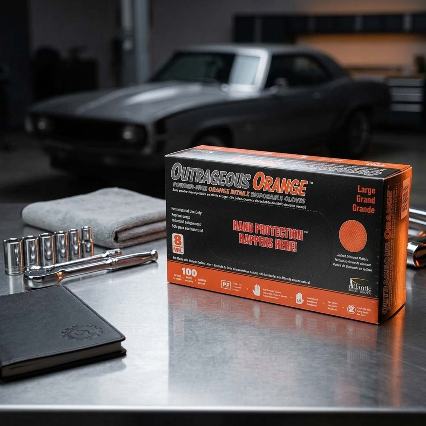 Outrageous Orange Textured Nitrile Gloves